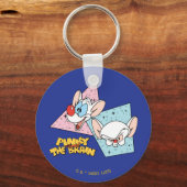 ピンクと脳 |レトロキャラクターグラフィックス キーホルダー (正面)