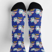 ピンクと脳 |レトロキャラクターグラフィックス ソックス (上部)