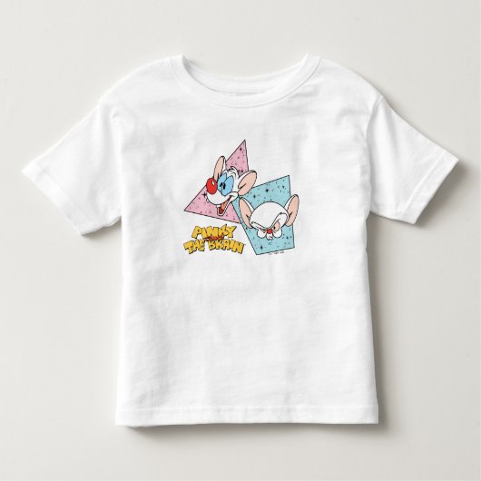 ピンクと脳 |レトロキャラクターグラフィックス トドラーTシャツ (正面)