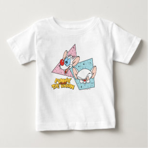 ピンクと脳 レトロキャラクターグラフィックス ベビーTシャツ