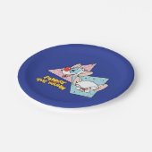 ピンクと脳 |レトロキャラクターグラフィックス ペーパープレート (アングル)