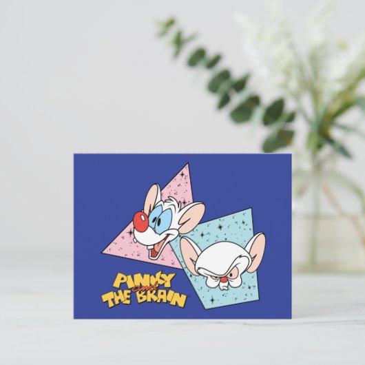 ピンクと脳 |レトロキャラクターグラフィックス ポストカード (スタンド正面)