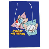 ピンクと脳 |レトロキャラクターグラフィックス ミディアムペーパーバッグ (正面)