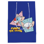 ピンクと脳 |レトロキャラクターグラフィックス ミディアムペーパーバッグ (裏面)