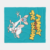 ピンクと脳 |ロゴの表示 フリースブランケット (正面(横))