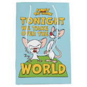 ピンクと脳 |世界を引き継ぐ ミディアムペーパーバッグ (正面)