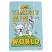 ピンクと脳 |世界を引き継ぐ ミディアムペーパーバッグ (裏面)