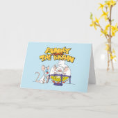 ピンクと脳 |研究室科学 カード (黄色い花)