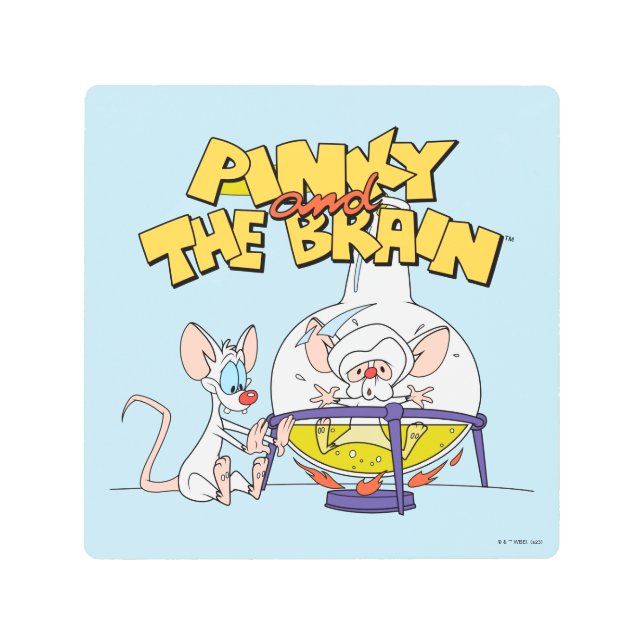 ピンクと脳 |研究室科学 メタルプリント (正面)