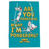 ピンクと脳 |考えてるのか？ ミディアムペーパーバッグ (正面)