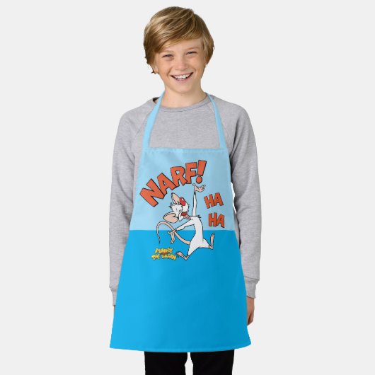 ピンクと脳 | Pinky "Narf!" エプロン (着用した状態)