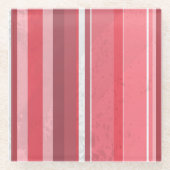 ピンクと臭いストライプ ガラスコースター (正面)