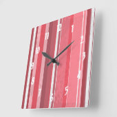 ピンクと臭いストライプ スクエア壁時計 (傾斜)