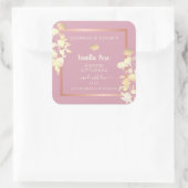 ピンクと花の製品包装ラベルフローラ スクエアシール (バッグ)