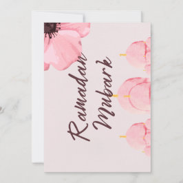 ピンクと花ラマダーン樹皮 招待状