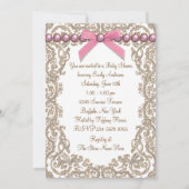 ピンクと茶色のアフリカ系アメリカ人のベビーガールシャワー 招待状 (裏面)