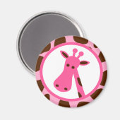 ピンクと茶色のキリンの斑点とキリンの頭 マグネット (正面/裏面)