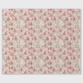 ピンクと茶色のクリスマスオーナメントパターン ラッピングペーパー (フラット)