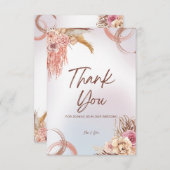 ピンクと茶色のグラデーシ結婚ョンのサンキューカード サンキューカード (正面/裏面)