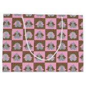 ピンクと茶色のゾウの水玉模様 ラージペーパーバッグ (裏面)