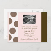 ピンクと茶色のドットのはがき（カスタマイズ可能） 案内ポストカード (正面/裏面)