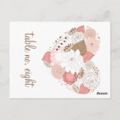 ピンクと茶色のハート花花表の番号葉書 ポストカード (裏面)