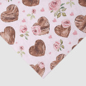 ピンクと茶色のバラの花 ハートのブライダルシャワー 薄葉紙 (詳細)