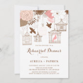 ピンクと茶色のバーダージュのリハーサルディナー 招待状 (正面)