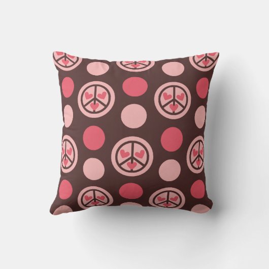 ピンクと茶色のピースモンキーアメリカのMOJO枕 クッション (裏面)