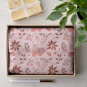 ピンクと茶色のフローラ離れのクリスマス 薄葉紙 (ギフト)