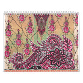 ピンクと茶色のペイズリー模様のデザイン カレンダー (カバー)