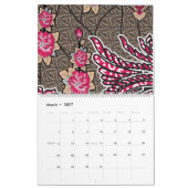 ピンクと茶色のペイズリー模様のデザイン カレンダー (3月 2027)