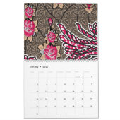 ピンクと茶色のペイズリー模様のデザイン カレンダー (1月 2027)