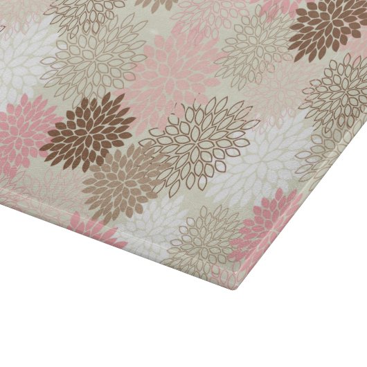 ピンクと茶色のムームパターン カッティングボード (角)