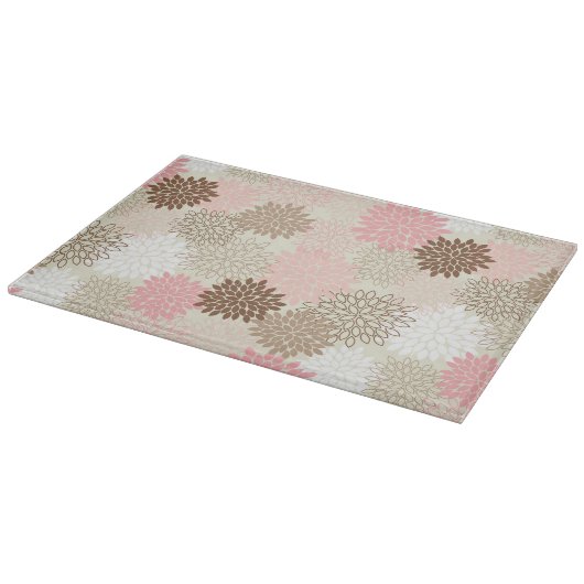 ピンクと茶色のムームパターン カッティングボード (角)