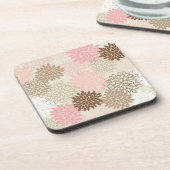 ピンクと茶色のムームパターン コースター (左側)