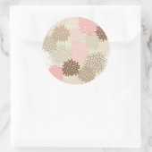 ピンクと茶色のムームパターン ラウンドシール (バッグ)