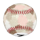 ピンクと茶色のムームパターン 野球ボール (裏面)