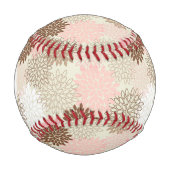 ピンクと茶色のムームパターン 野球ボール (正面)