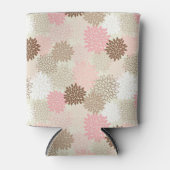 ピンクと茶色のムーム模様 缶クーラー (正面)