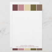 ピンクと茶色のモダン装飾色ブロック 便箋 (正面/裏面)