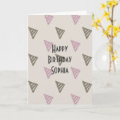 ピンクと茶色の三角形 カード (黄色い花)