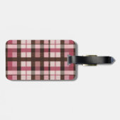 ピンクと茶色の格子縞の軽い悩み ラゲッジタグ (裏面横)