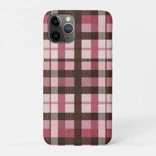 ピンクと茶色の格子縞の軽い悩み iPhone 11 PROケース