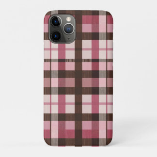 ピンクと茶色の格子縞の軽い悩み iPhone 11 PROケース