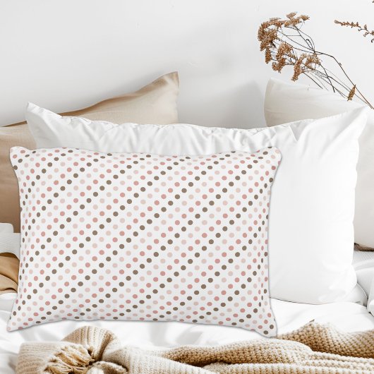 ピンクと茶色の水玉模様アクセント枕 アクセントクッション