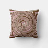 ピンクと茶色の渦巻きパターン クッション (裏面)