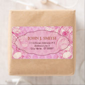 ピンクと茶色の渦巻き形 – カスタム文字 ラベル (インサイチュ)