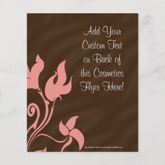 ピンクと茶色の渦巻き旋回メイクアップアーティストまたはサロン チラシ (裏面)