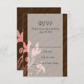 ピンクと茶色の渦巻き旋回メイクアップアーティストまたはサロン 出欠カード (正面/裏面)